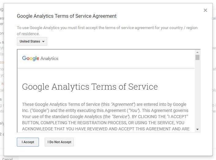 Terms of Service with Google Analytics