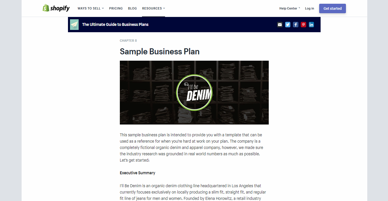 shopify business plan example