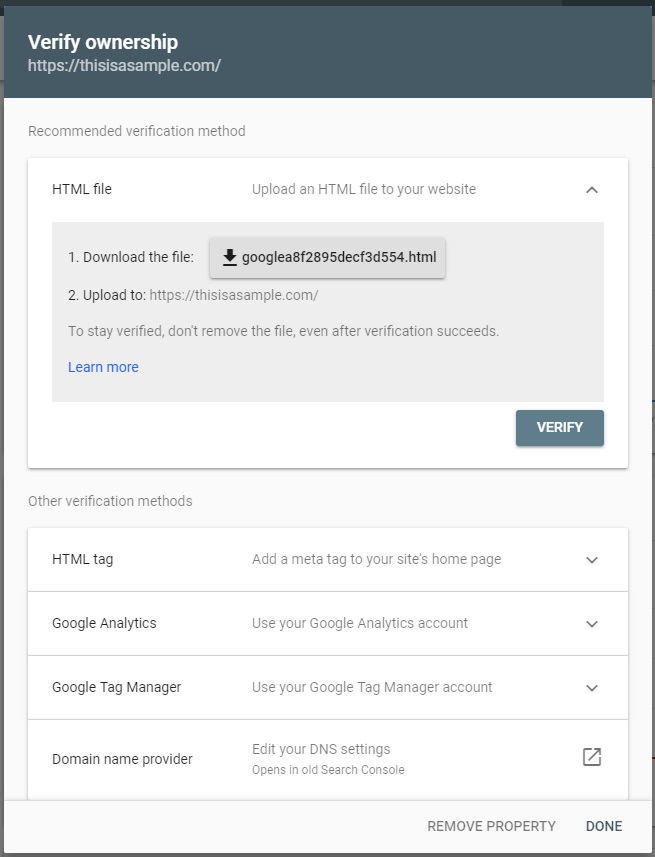 Verify Site Ownership in Search Console