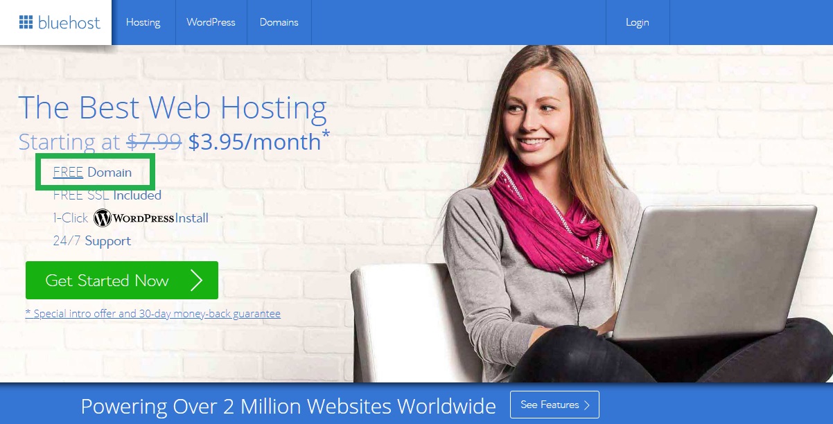 free bluehost domain